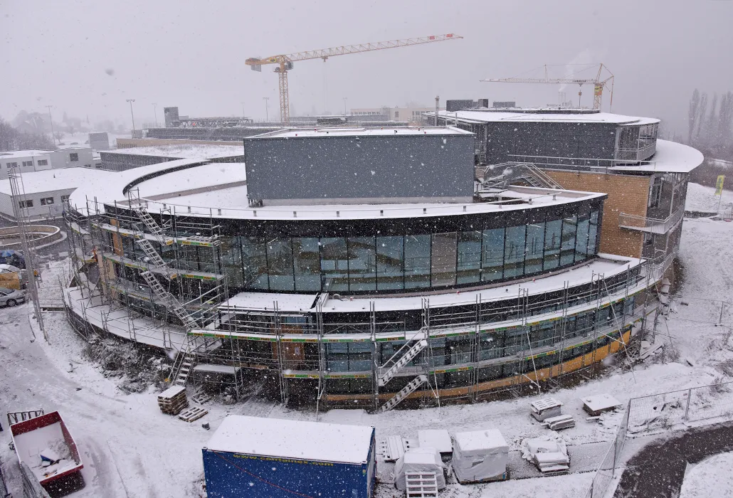 Die Baustelle des Besucherzentrums im Januar 2019